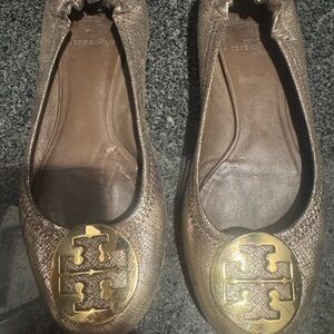Tory Burch Metallic Gold Loafers